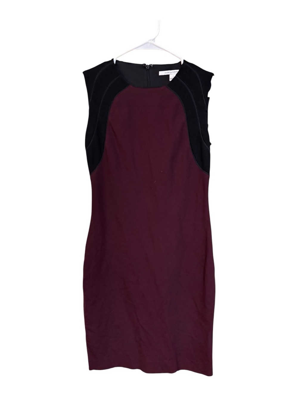 Diane Von Furstenberg Burgundy Dress with Black and Purple Color block Accents